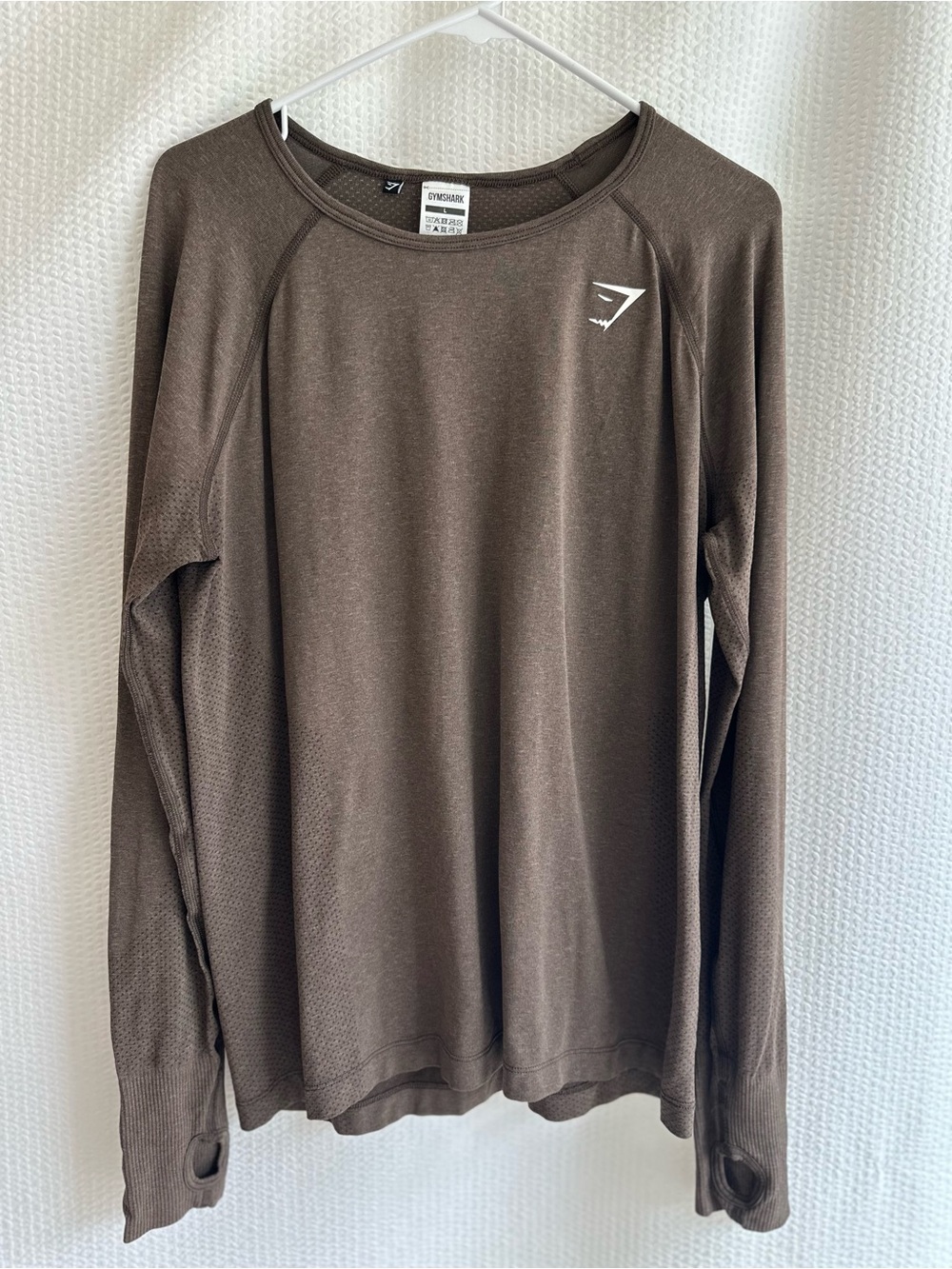 Gymshark Brown Long Sleeve Workout Top Seamless Training Shirt Thumbholes Large